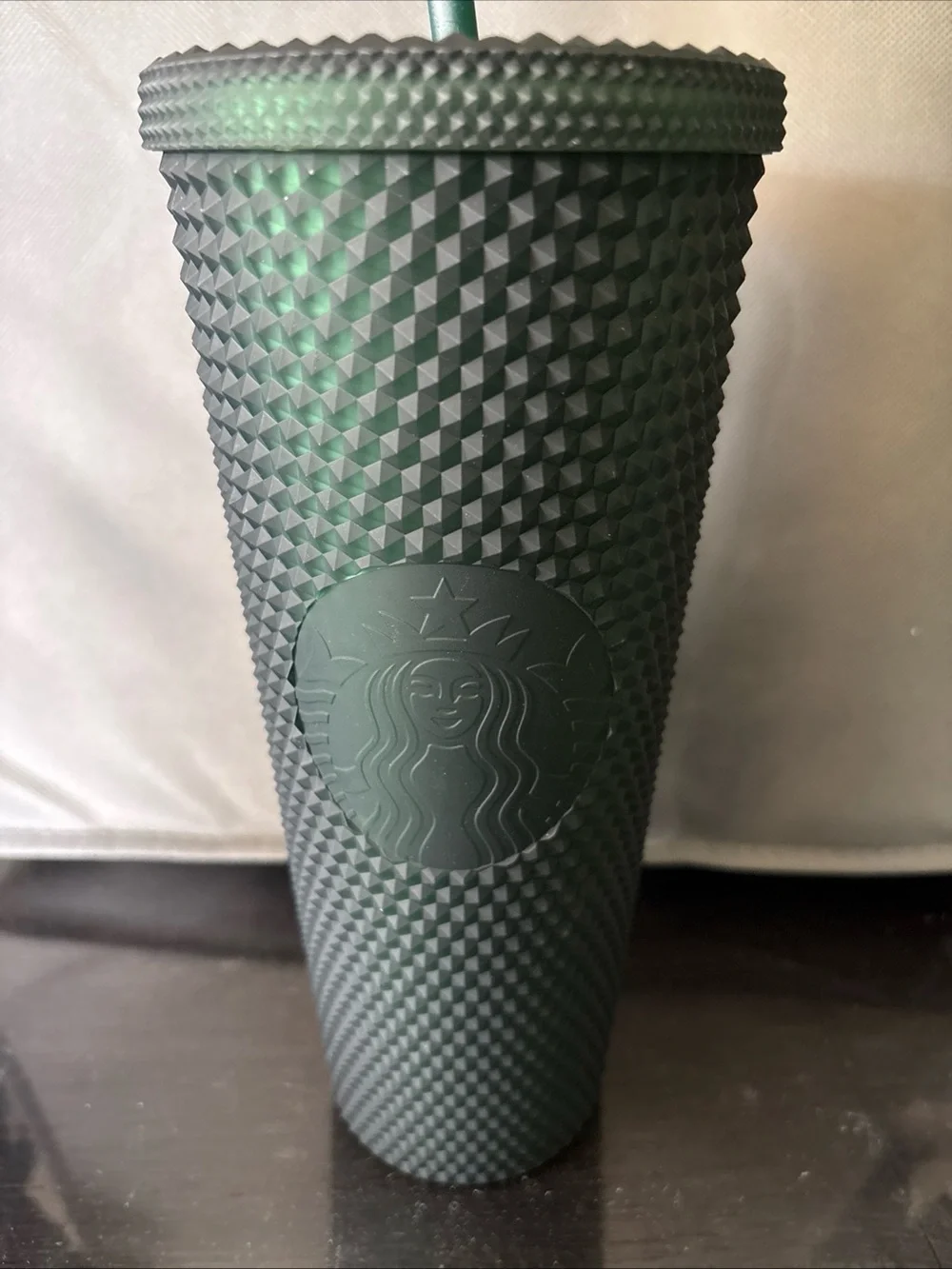 Starbucks Matte Forest Green Studded Cold Cup with Matching Straw
